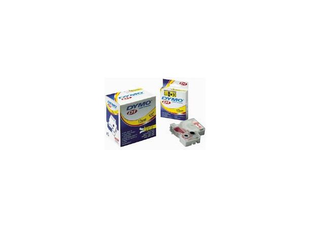 Tape DYMO D1 12mmx 7m sort på grønn 